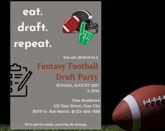 Fantasy Football Draft Party Invitation | Digital Canva Template | Editable Football Draft Night Invite | Printable Sports Party Invite
