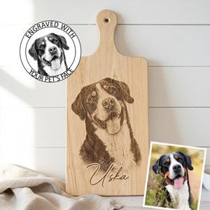 Custom Pet Cutting Board, Engraved Pet Portrait on Solid Wood – Dog, Cat, Horse, & more