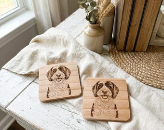 thumbnail image 2 of Wooden Pet Coaster – Dog, Cat, Or Horse Design – Novelty Square Coaster By Royal County Products 2 of 5