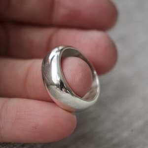 Chunky Sterling Silver Dome Ring – 7mm Wide Men&#39;s Wedding Band / Classic Handmade Ring