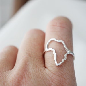 Africa ring / silver outline of Africa / dainty African continent ring / solid silver African jewelry / made in Africa / African keepsake image 2