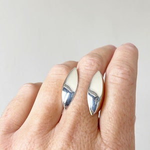 large chunky silver ring / adjustable statement ring / heavy silver ring / unique show stopper / open clam ring image 2