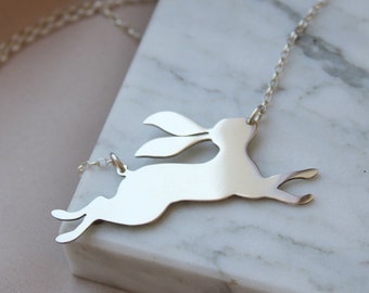 silver rabbit necklace / lucky rabbit pendant / bunny necklace / year of the rabbit / chinese zodiac calendar