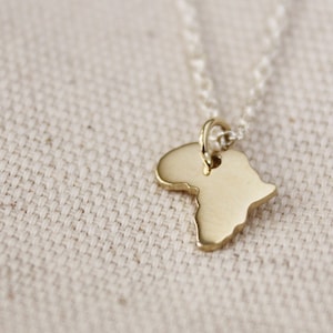 tiny gold Africa necklace / solid gold African pendant / small Africa continent / yellow gold map of Africa