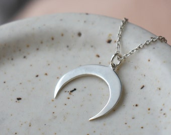 upside down moon necklace handmade in sterling silver / gold or silver crescent moon pendant / celestial birthday gifts for her