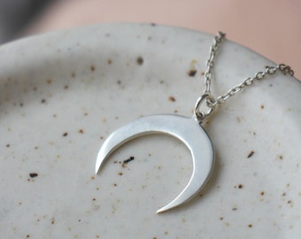 upside down moon necklace / silver crescent moon celestial jewelry / birthday gifts for her