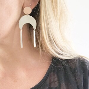 statement moon earrings / silver chandelier earrings / handmade silver drop earrings