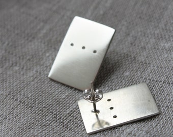 Chunky Gold Rectangle Stud Earrings For Women, Dainty Thick Stud Earrings, Minimalist Geometric Earrings For Women Girls, Stainless Steel, No Gemstone...