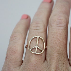 Gold Peace Ring – Solid 9ct Gold Peace Sign / Handmade Boho Jewelry