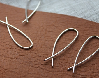 silver hook earrings / arc earrings / sterling 925 ear wire dangles