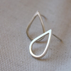 raindrop earrings / large silver raindrop studs / big teardrop ear posts / droplet ear post earrings