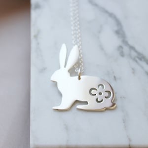rabbit necklace / bunny necklace / silver hare pendant / lucky rabbit jewelry