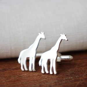 Giraffe cufflinks - silver Africa cufflinks - African Safari wedding - mens wildlife jewelry