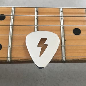 lightning bolt plectrum / guitar pick / custom sterling silver plectrum / metal guitar pick / musician gift / boyfriend gift / guitarist