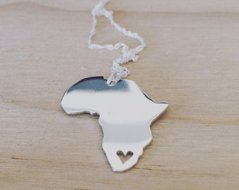 Africa pendant handmade in sterling silver, African necklace travel gift for her