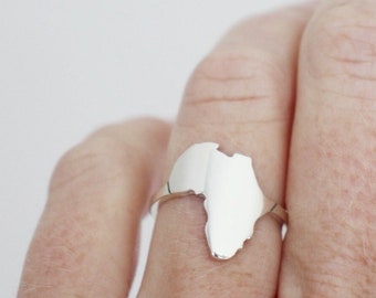 silver Africa ring / map of Africa ring / African silhouette ring / solid sterling silver African jewelry