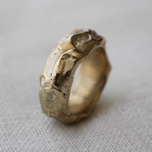 solid heavy textured gold ring / sand cast in brass or sterling silver / unique organic wedding band / lava ring