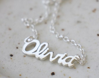 custom name necklace / silver handwritten name / personalized name pendant / handwriting necklace / mothers day gift / birthday gift