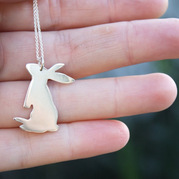 bunny pendant curious rabbit necklace sterling silver bunnies jewelry