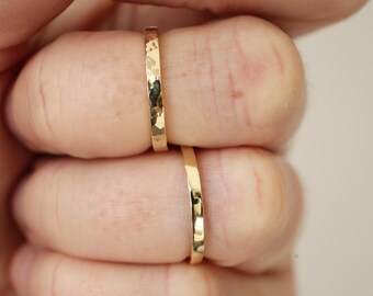 gold stacking rings / wedding band handmade in solid 9ct yellow gold / 2mm x 1.2mm thick wedding ring