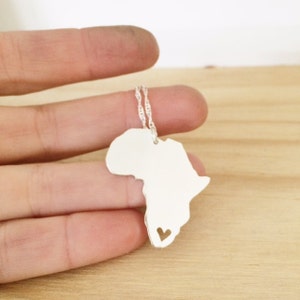 Africa necklace / 925 sterling silver African map with heart image 2