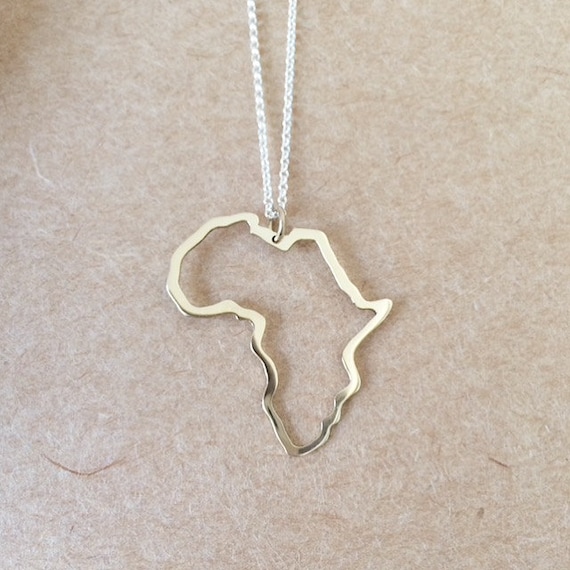 Gold Africa Pendant Yellow Gold Africa Necklace Solid Gold