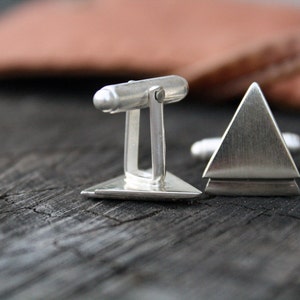 mens cufflinks chevron triangle cufflinks sterling silver cuff links guys jewelry goomsmen best man gift image 3