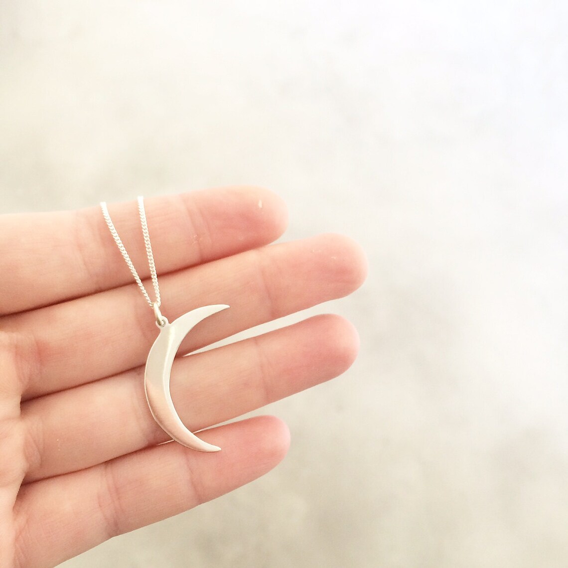 Moon necklace / crescent moon pendant / silver moon slice / | Etsy