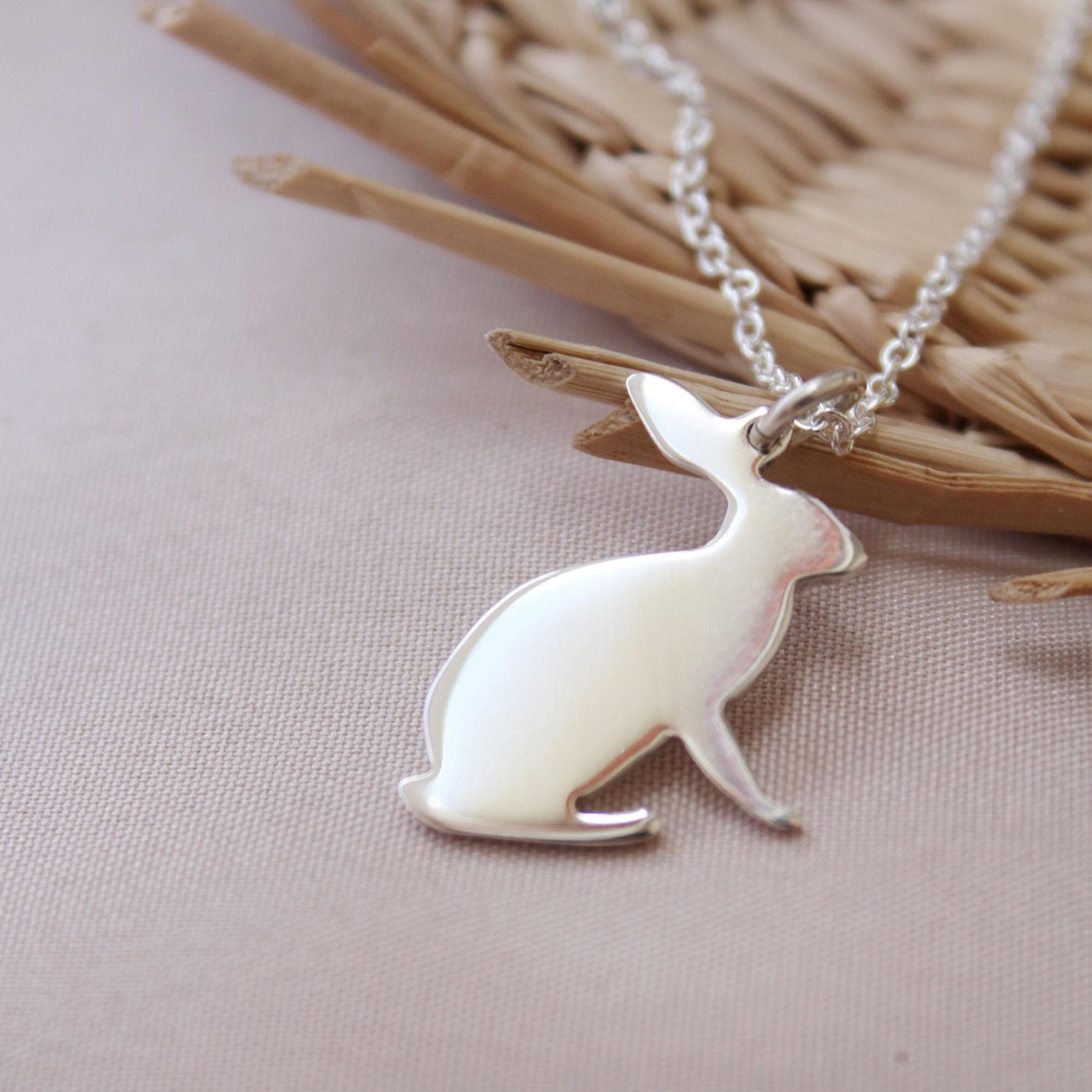Bunny Necklace in Sterling Silver | Lucky Rabbit Pendant - Etsy