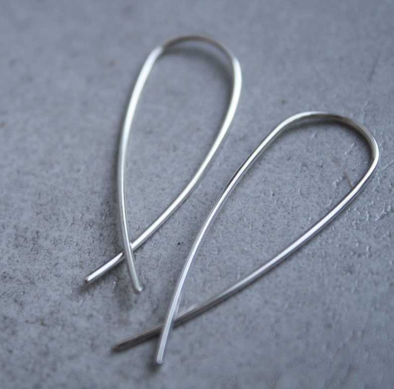 minimalist ear hooks arc earrings fish earring silver hook earrings solid silver wire dangles