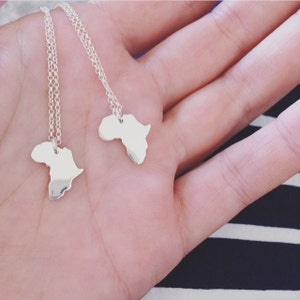 Tiny silver Africa necklace / 1cm African pendant handmade made in Cape Town