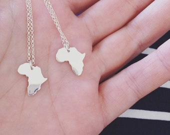 Tiny silver Africa necklace / 1cm African pendant handmade made in Cape Town