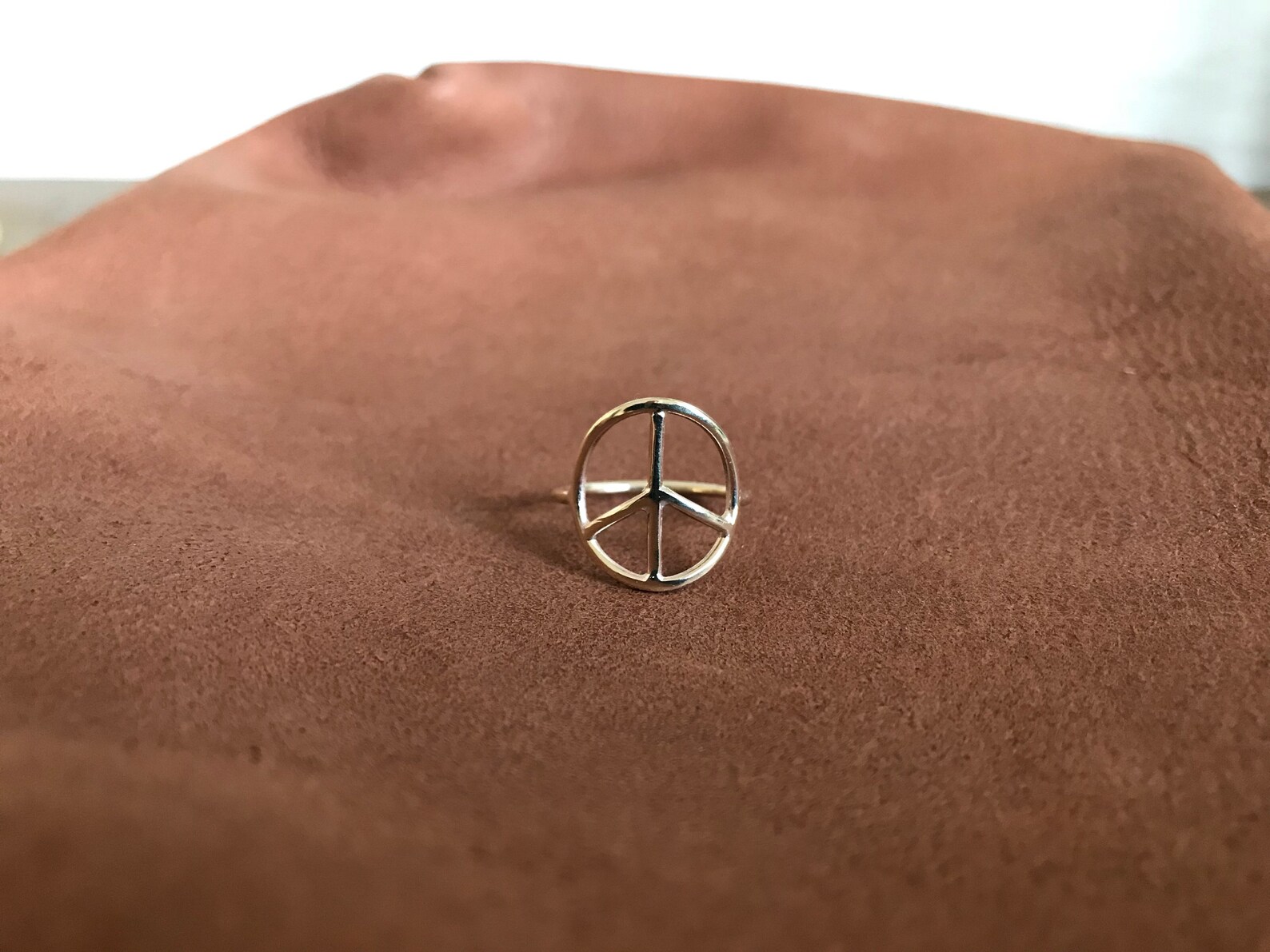 Gold Peace Ring / Peace Sign Ring / Solid 9ct Gold Ring / Boho  Etsy