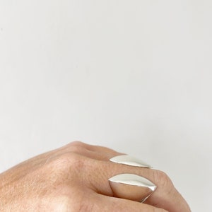 large chunky silver ring / adjustable statement ring / heavy silver ring / unique show stopper / open clam ring image 4