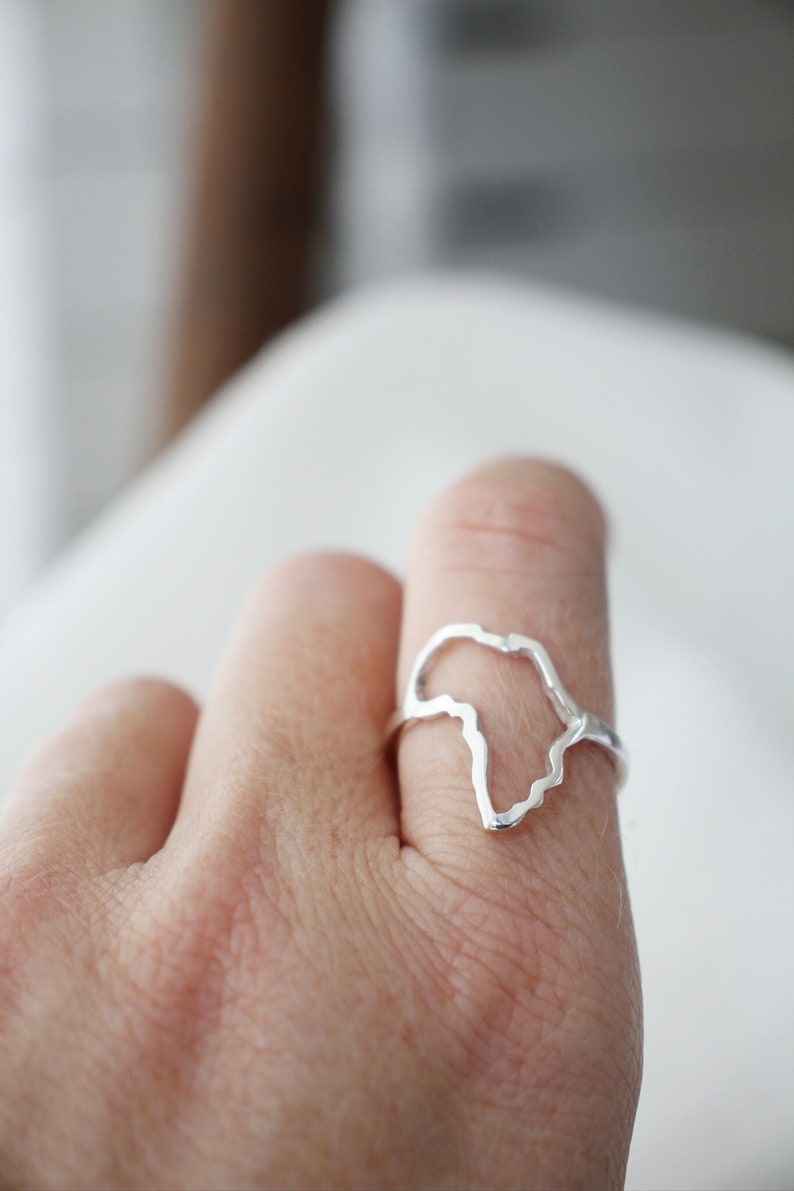 Africa ring / silver outline of Africa / dainty African continent ring / solid silver African jewelry / made in Africa / African keepsake image 2