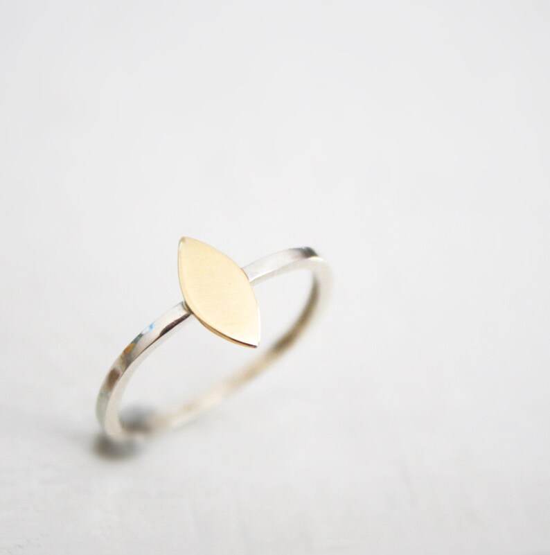 delicate stacking ring gold and silver marquise ring diamond ring thin silver ring image 2
