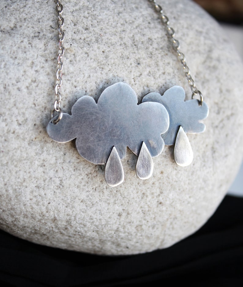Rain Cloud Pendant Rainy Day Necklace Weather Jewelry Etsy