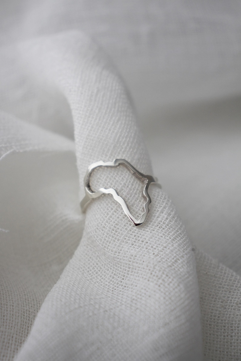 Africa ring / silver outline of Africa / dainty African continent ring / solid silver African jewelry / made in Africa / African keepsake image 5