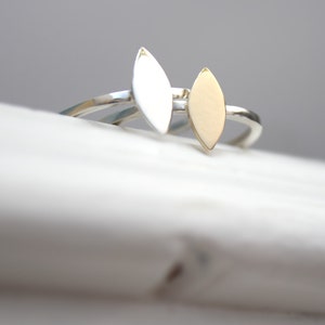 delicate stacking ring gold and silver marquise ring diamond ring thin silver ring image 4