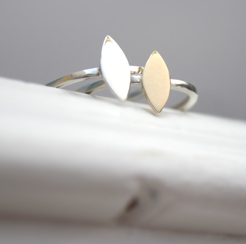 delicate stacking ring gold and silver marquise ring diamond ring thin silver ring image 4