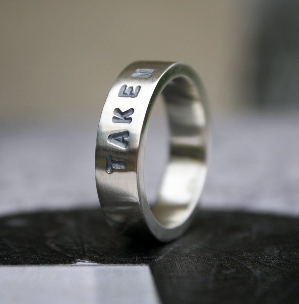 Taken Ring / Chunky Silver Unisex Ring / Promise Ring / Quirky Etsy