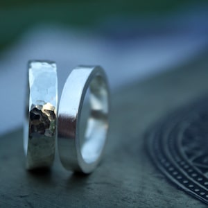 4mm satin silver stacking ring / heavy and thick matt silver band / chunky ring set