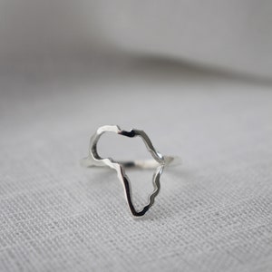 Africa ring / silver outline of Africa / dainty African continent ring / solid silver African jewelry / made in Africa / African keepsake image 6