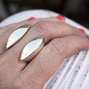 large chunky silver ring / adjustable statement ring / heavy silver ring / unique show stopper / open clam ring image 1