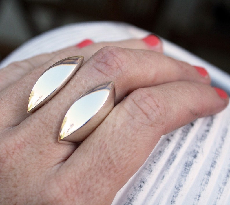 large chunky silver ring / adjustable statement ring / heavy silver ring / unique show stopper / open clam ring image 1