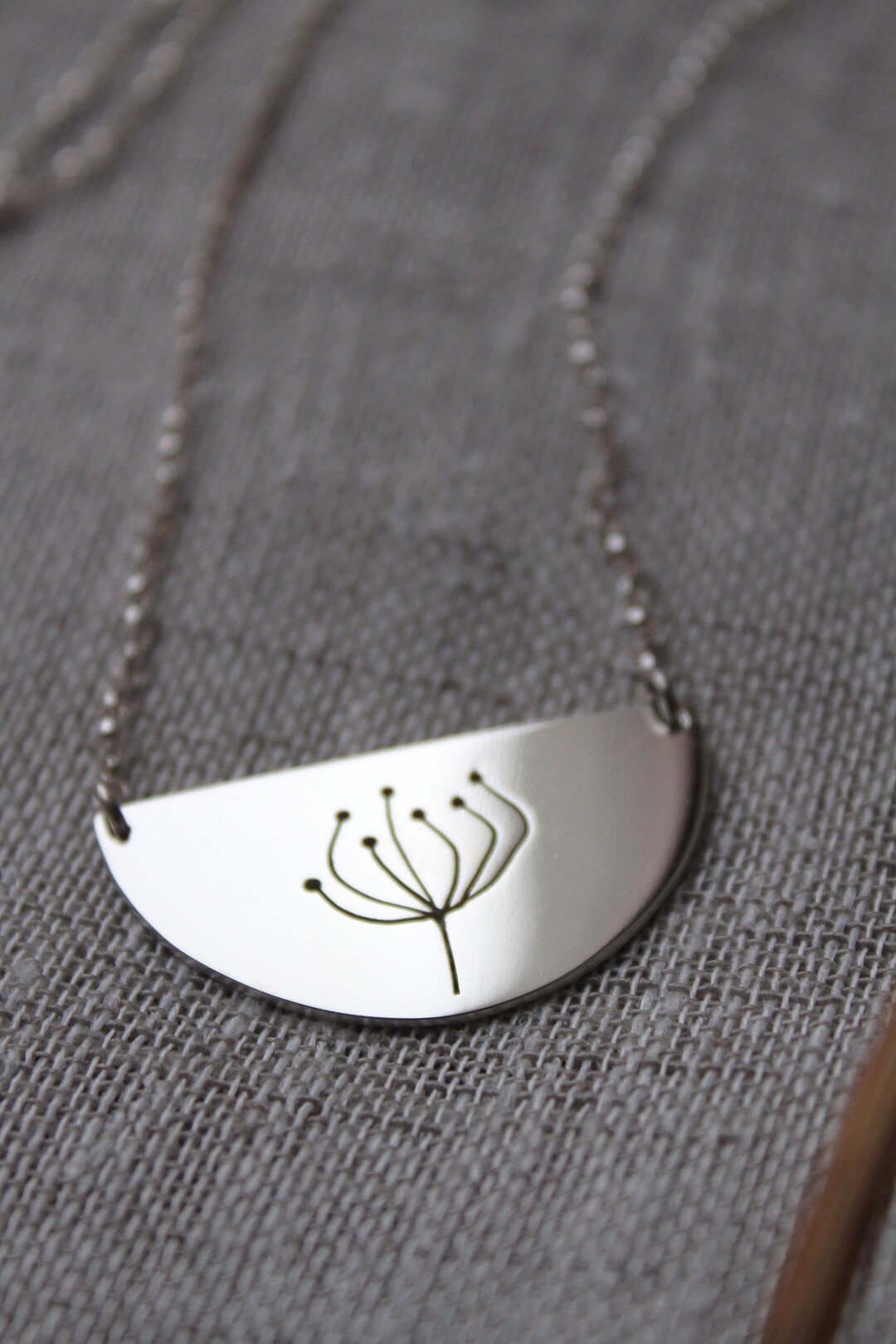 Protea Necklace / Pincushion Protea Pendant / Semi Circle Necklace