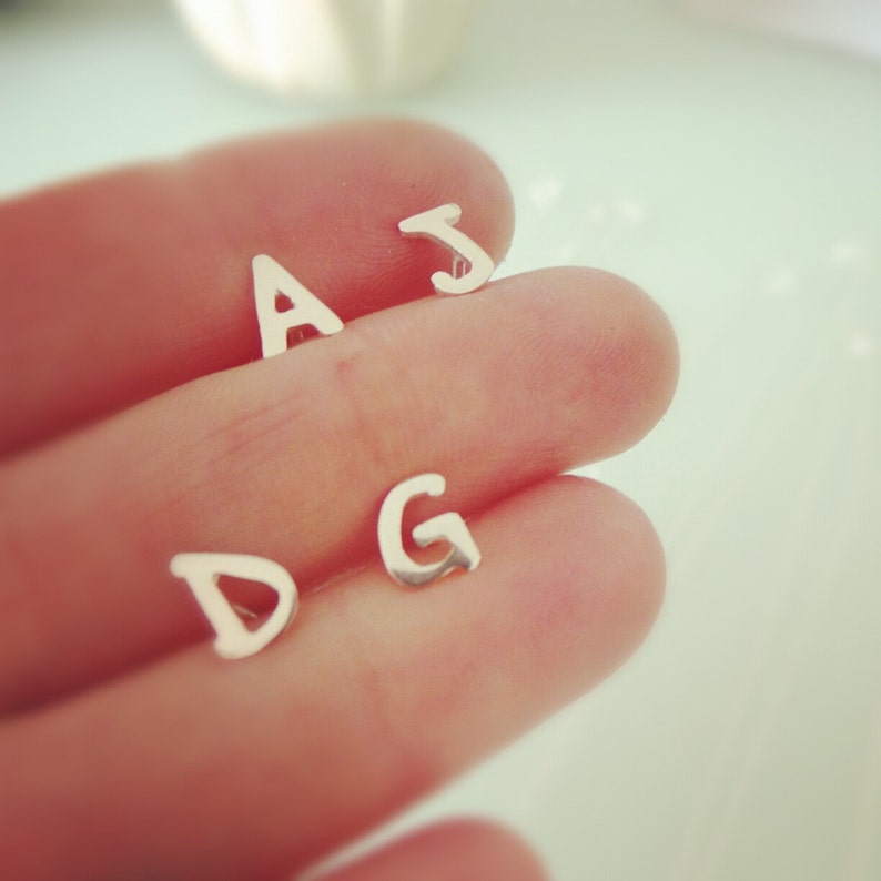 Initial studs letter earrings custom initial earrings Etsy