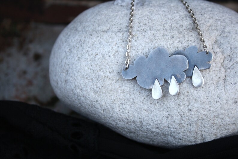 rain cloud pendant rainy day necklace weather jewelry image 2