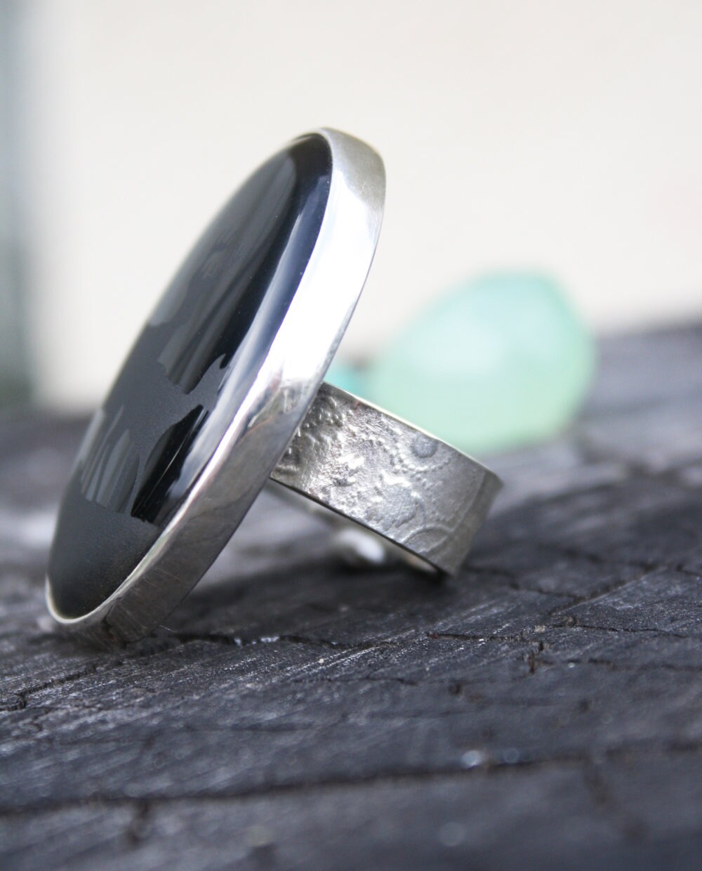 Handgefertigter Schwarzer Onyx Ring: Minimalistisches 925 Sterling Silber Schmuckstück