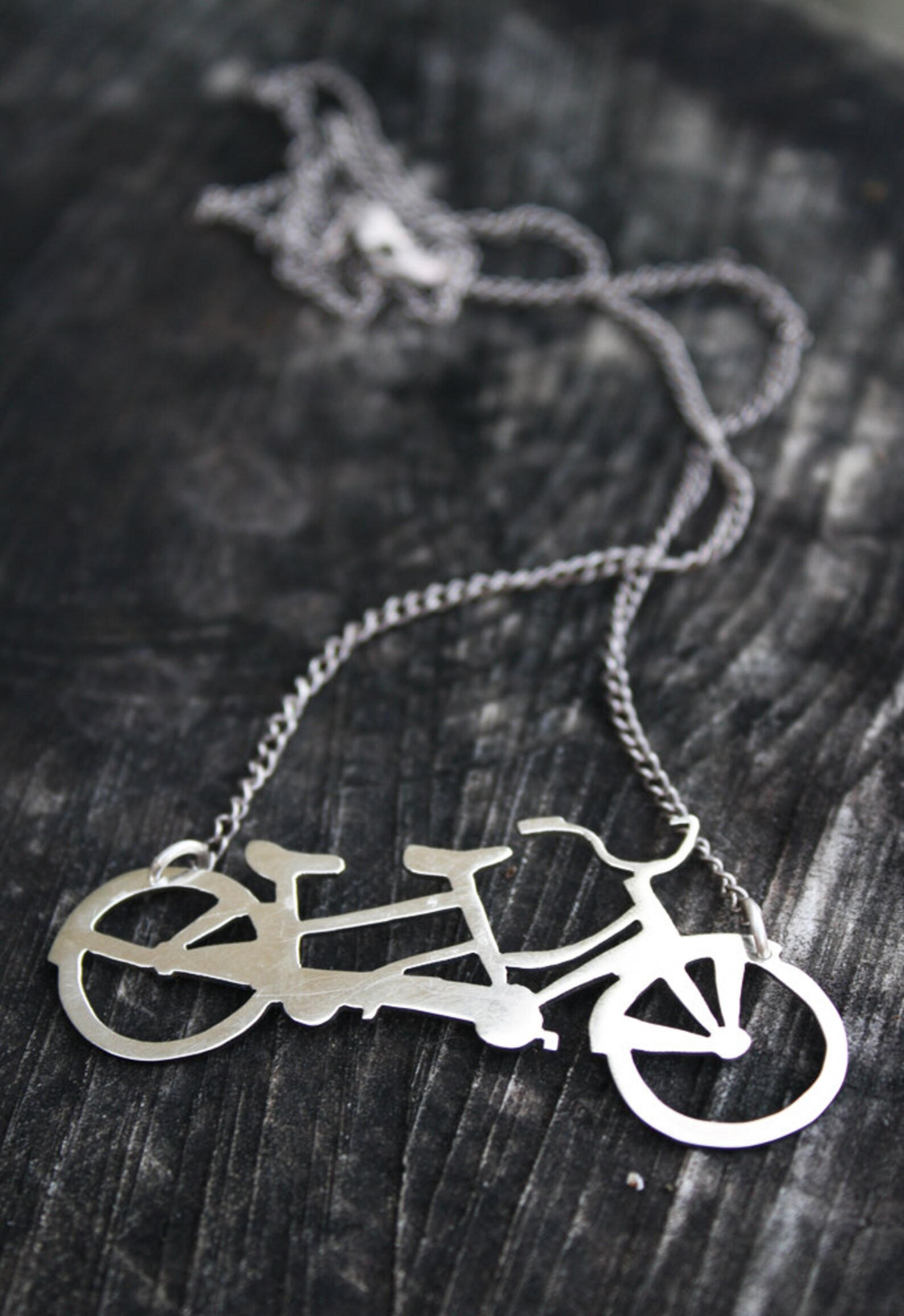 Bicycle Necklace Tandem Bike Pendant Sterling Silver Handmade Etsy